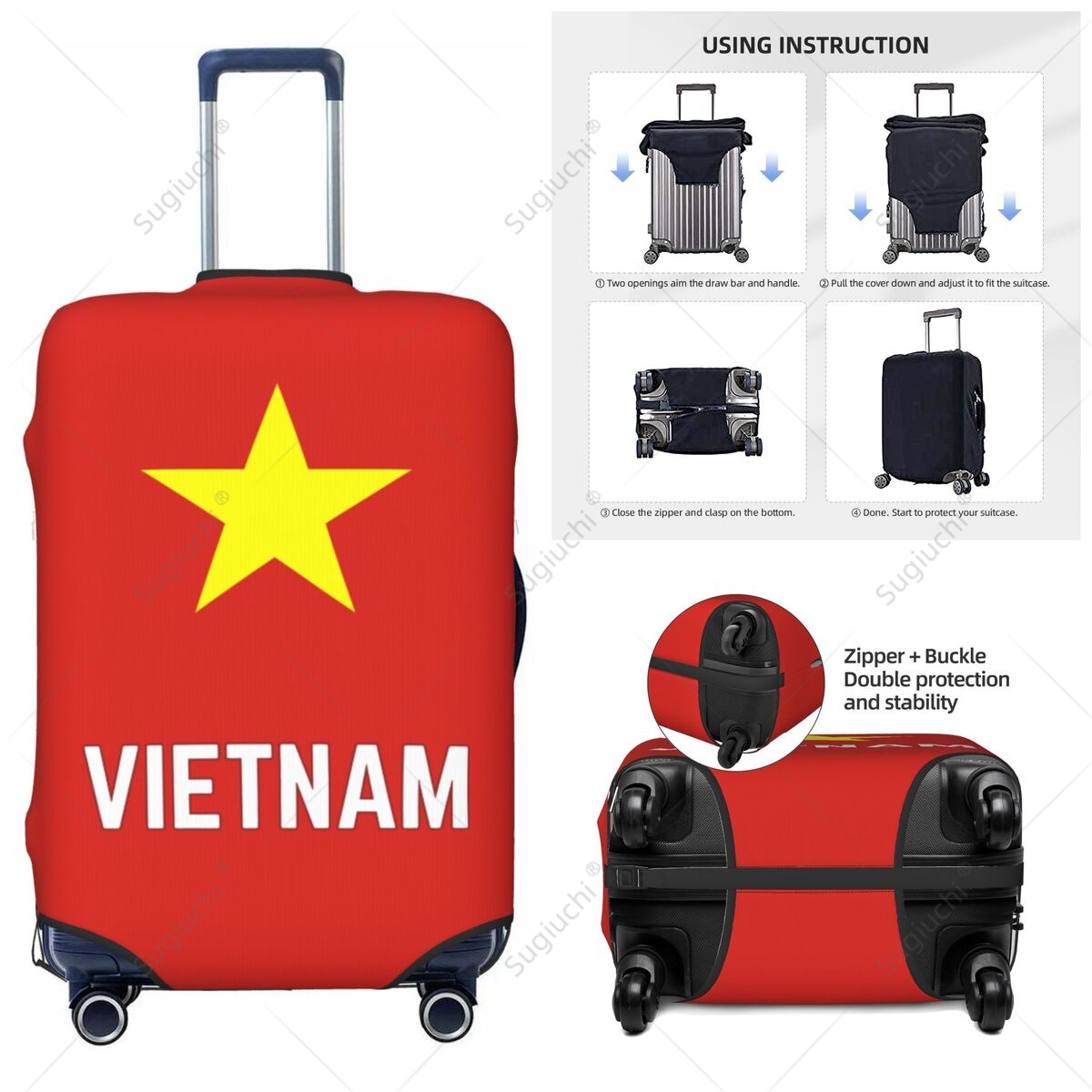 Travel Accessories Vietnam - Capa de bagagem com bandeira do