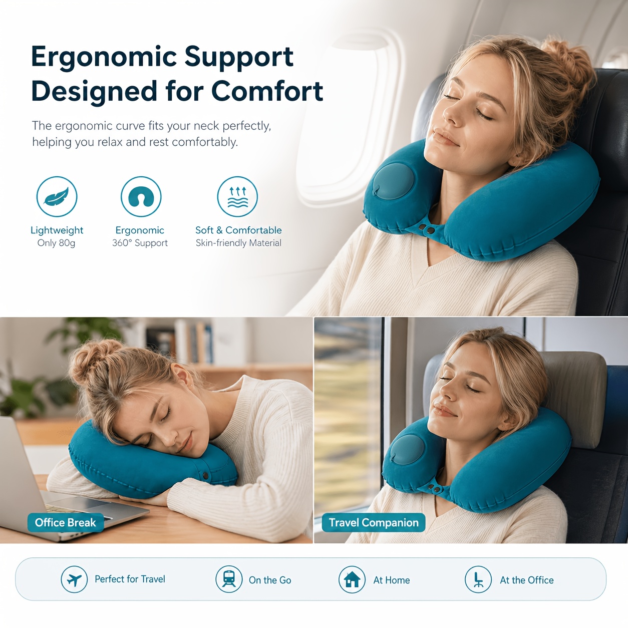 Travel Pillow Inflatable - Almofada Inflável de Viagem SPDJUMPER, Almofada