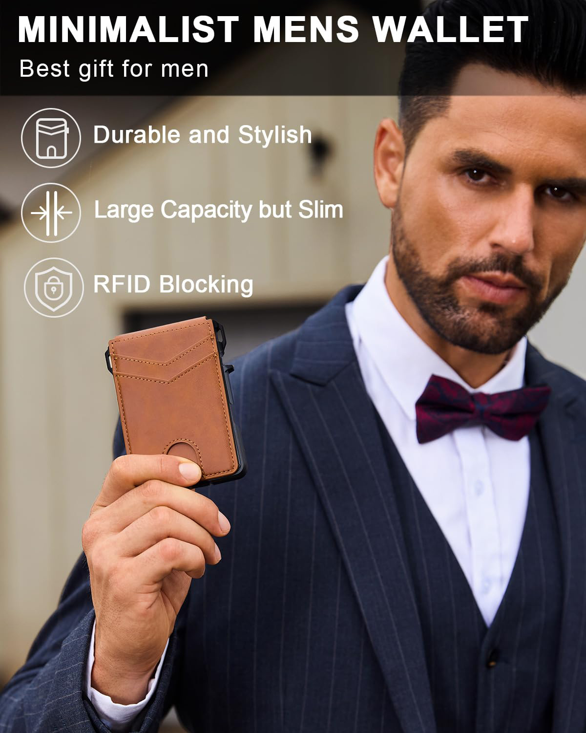 Porta-Cartões de Couro PU com  - Travel Wallet Slim avaliação e preço